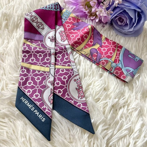 Hermes twilly pink purple - pink, navy
