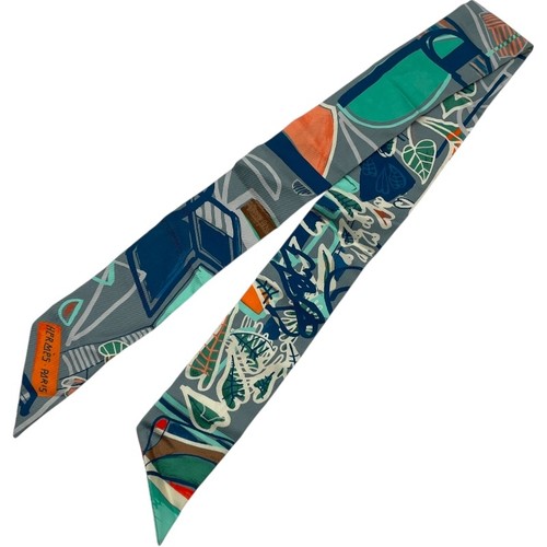 Hermes twilly navy green silk - twilly,